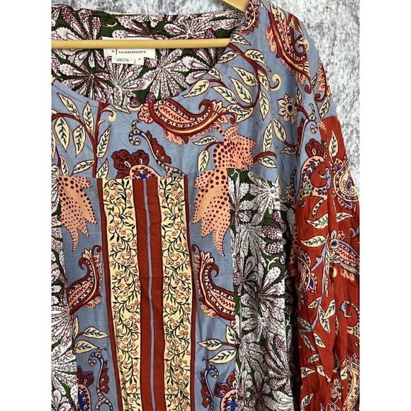 Anthropologie Sonrisa Paisley Floral Tassled Boho Peasant Viscose Blouse Size S - Picture 4 of 16